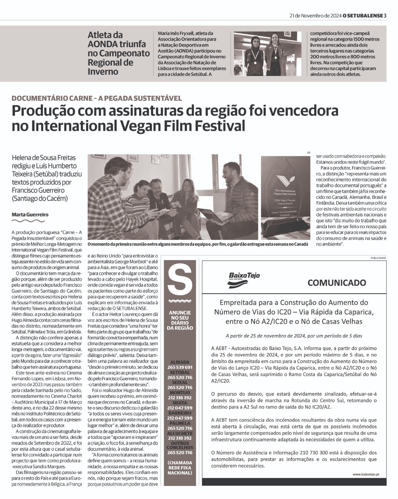 O Setúbalense: 'Produção com assinaturas da região foi vencedora no International Vegan Film Festival'